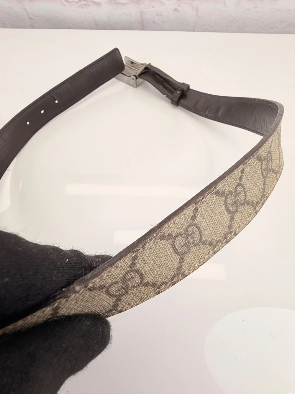 Gucci 85cm Beige/Brown GG Supreme Canvas Buckle Belt 34”